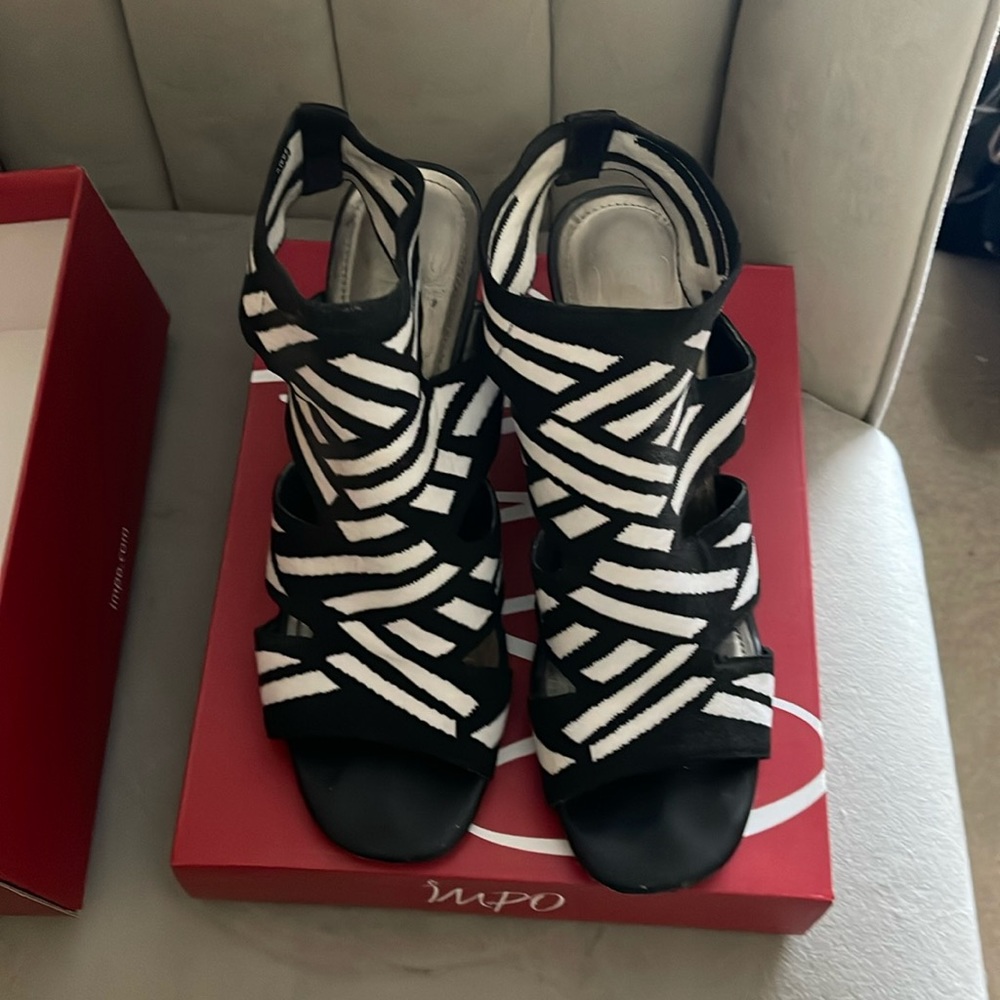 Impo Black and White Block Heels